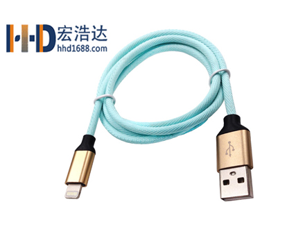 铝合金布纹充电苹果数据线工厂专业定制